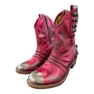 BALDAN metallic hot pink embellished ankle cowgirl boots, size 38 EU, Never worn